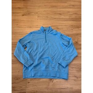 BRAX Feel Good Mens L Blue Heather 1/4 Zip Pullover Sweatshirt Sleeve Pocket